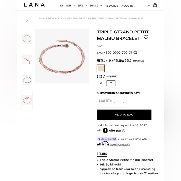 ISO Lana Malibu triple strand petite Malibu bracelet in ROSE GOLD - Picture 7 of 7